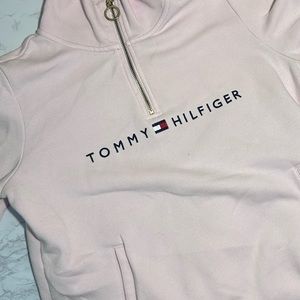 tommy hilfiger pink half zip sweater